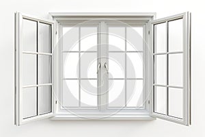 Open Double-Pane Windows with White Frame photo