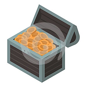 Open dower chest icon, isometric style photo