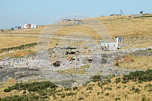 Open dump niear smal village in  KwaZulu Natal, african lifestyle South Africa