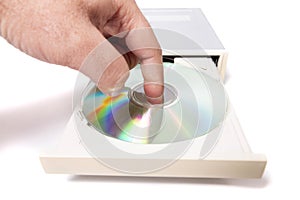 open dvd-rom on white