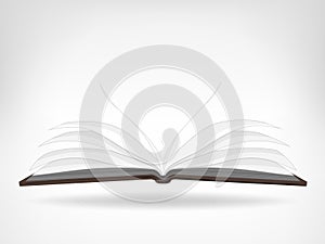 Open empty book side view isolated object