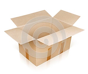 Open empty brown cardboard box