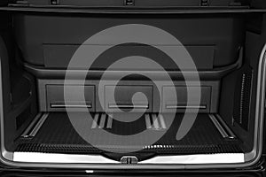 Open empty capacious trunk of car
