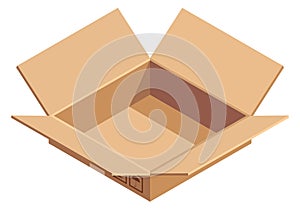 Open empty cardboard box. Isometric cargo icon
