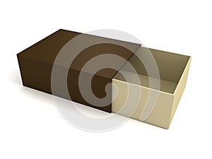 Open empty gift brown box on white background
