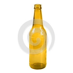 Open empty glass beer bottle