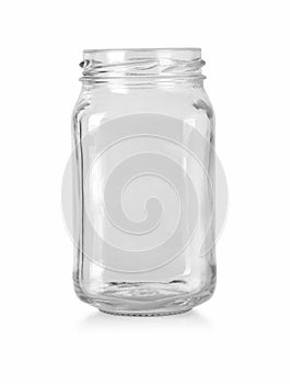 Open empty glass jar for food