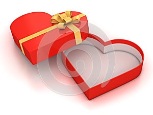Open empty hearth shaped gift box