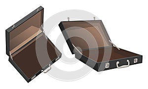 Open empty isometric suitcase vector illustration