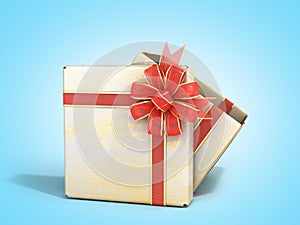 Open empty new year Gift Boxe 3d render on blue gradient photo