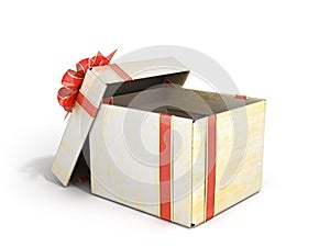 Open empty new year Gift Boxe 3d render on white photo