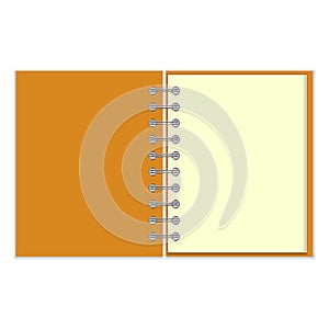 Open empty notebook with orange cover