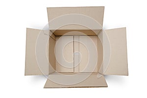 Open empty paper box isolated