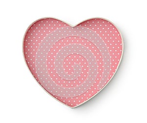 Open empty pink heart shaped gift box