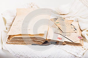 Open empty vintage book