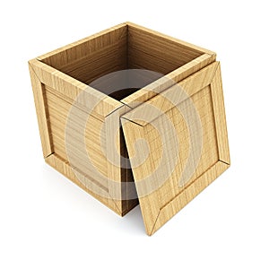 Open empty wooden box