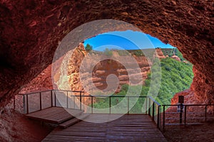 Open end of an ancient tunnel at Las Medulas - ancient gold mini photo
