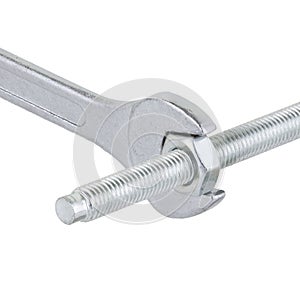 Open ended spanner wrench with nut and bolt