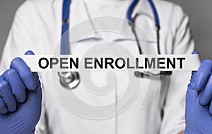 Open enrollment. Medical health insurance concept