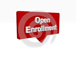 open enrolment speech ballon on white