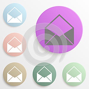 Open envelope badge color set. Simple glyph, flat vector of web icons for ui and ux, website or mobile application