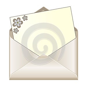 Open envelope with floral stationery