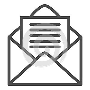 Open envelope line icon. Letter vector illustration isolated on white. Mail outline style design, designed for web and