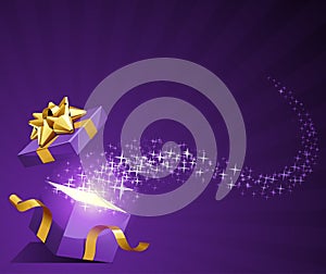 Open explore gift with fly stars