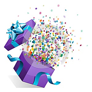 Open explore gift with fly stars