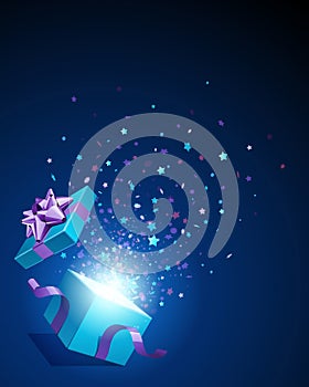 Open explore gift with fly stars