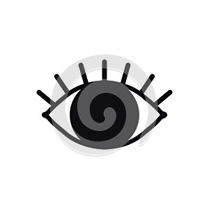 Open eye line icon on white background. Look, see, sight, view sign and symbol. Vector linear graphic element. Optical