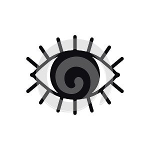 Open eye line icon on white background. Look, see, sight, view sign and symbol. Vector linear graphic element. Optical