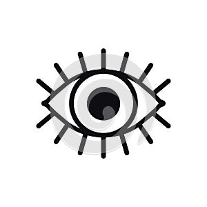 Open eye line icon on white background. Look, see, sight, view sign and symbol. Vector linear graphic element. Optical