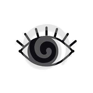 Open eye line icon on white background. Look, see, sight, view sign and symbol. Vector linear graphic element. Optical