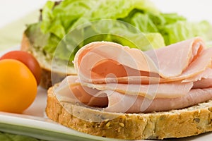 Open face ham sandwich