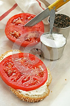 Open face tomato sandwich