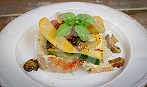An open-faced sandwich freshly prepared
