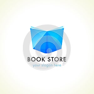 Open facet blue book logo photo