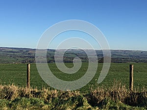 Open fields looking towards the Peak District