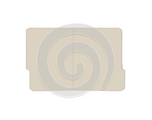 Open file folder with cut tab isolated on white background  realistic mock-up. Letter size tabbed manila folder  vector template