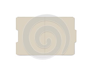 Open file folder with cut tab isolated on white background  realistic mockup. Letter size tabbed manila folder  vector template