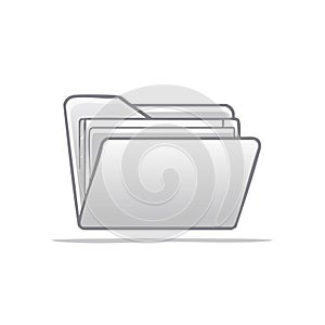 Open file folder with documents illustration icon for computer data storage management and organization in vector format