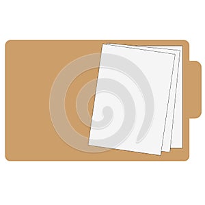 Open file folder with documents on white background. older with documents sign. flat style