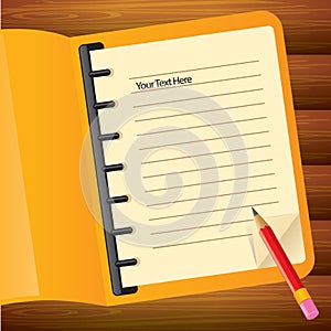 open file with pencil on table. Vector illustration decorative design