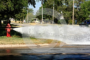 Open Fire Hydrant Gushing Water Into The Street