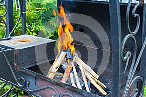 Open fireplace for barbecue