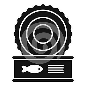 Open fish tin can icon simple vector. Pet food