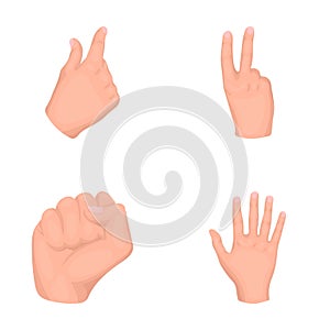 Open fist, victory, miser. Hand gesture set collection icons in cartoon style vector symbol stock illustration web.