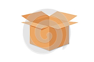 Open flat box on white back