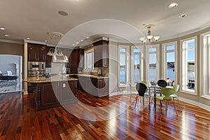 Open floor plan interior of luxury waterfront home